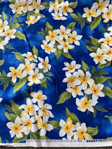 12 Yd Tropical Plumeria Flower Hawaiian Print Cotton Fabric Etsy