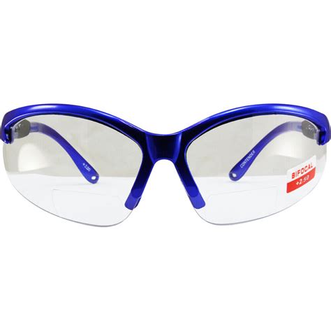 Global Vision Cougar Bifocal Safety Glasses Blue Frame Clear 2 5x Magnified Lens Ebay