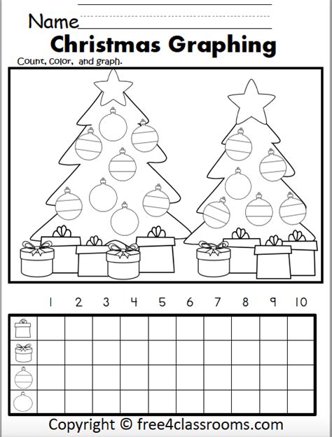 Free Christmas Color Count And Graph Worksheet Free Worksheets