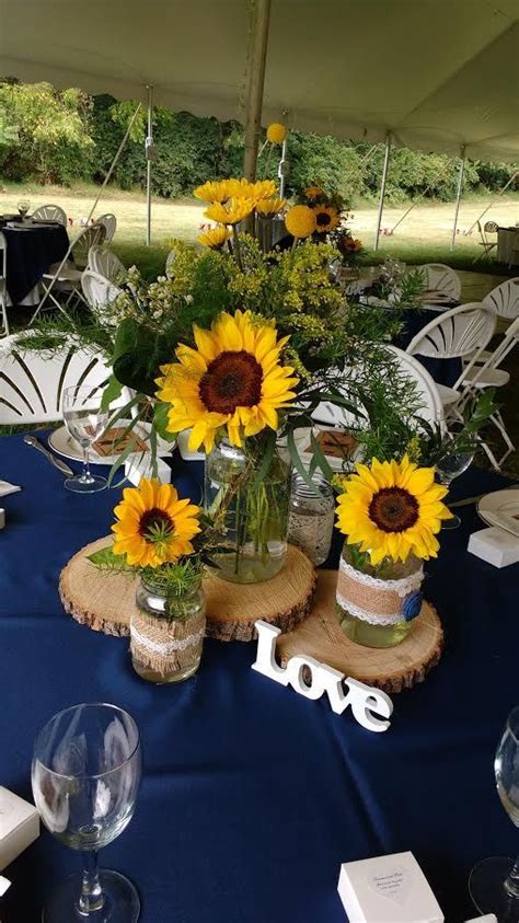 Pin By Jenny Clyatt On Wedding Head Table Guest Tables Sunflower