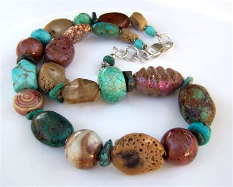 Natural Turquoise Stone Necklace Big Bold Chunky Statement Etsy
