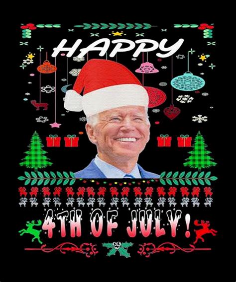 Biden Santa Claus Happy 4th Of July Ugly Digital Art By Lazado Fine