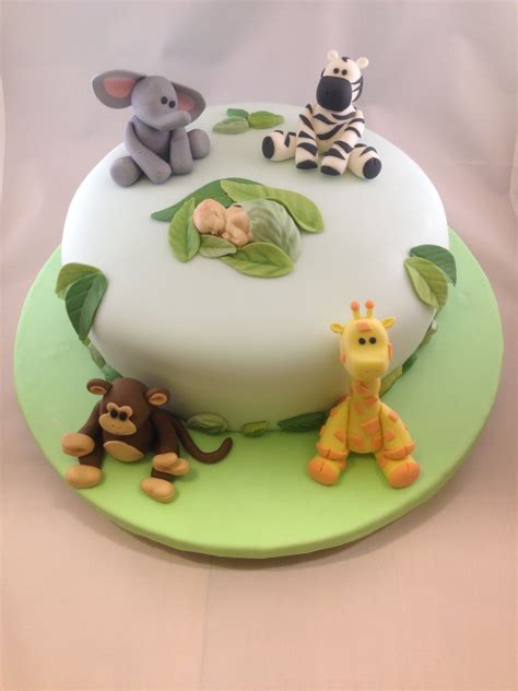 Animal Safari Baby Shower Cake — Baby Shower Safari Baby Shower Cake