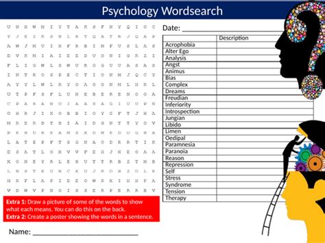 Psychology Wordsearch Starter Activity Homework Cover Lesson Plenary
