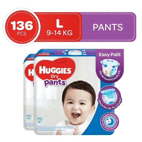 Huggies Dry Pants Large 68 Pcs X 2 Packs 136 Pcs Shopee Philippines
