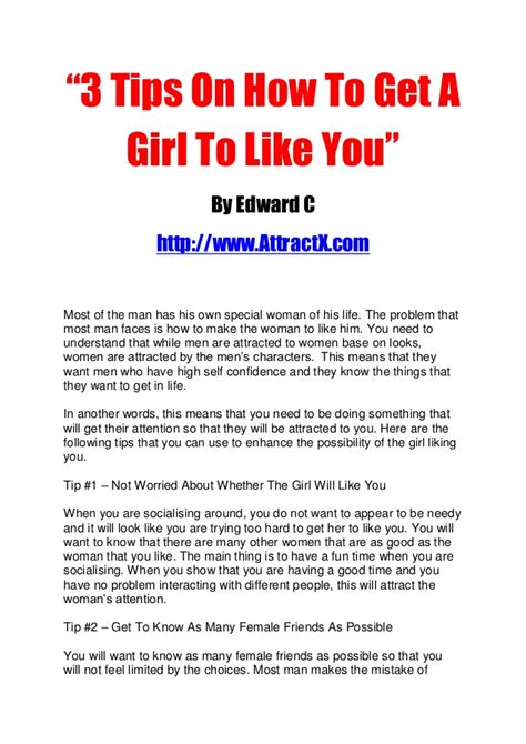 3 tips on how to get a girl to like you