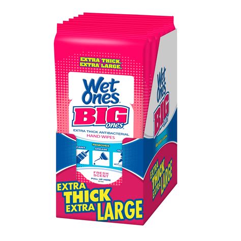 6 Pk Wet Ones Big Ones Antibacterial Hand Wipes Pack Fresh 28 Ct
