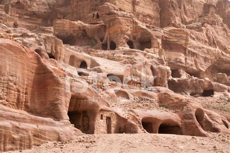 Cave Homes In Petra Jordan Ancient City Stock Photo Royalty Free