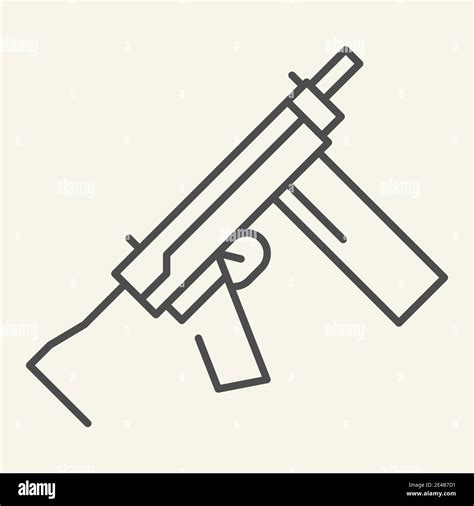 Uzi Symbol Für Dünne Linien Waffe Vektor Illustration Isoliert Auf