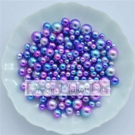 No Hole Mix Rainbow Color Round 3456810mm Abs Imitation Pearl Beads Loose Beads Diy Jewelry