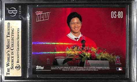 Shohei ohtani (大谷 翔平, ōtani shōhei, born july 5, 1994), nicknamed sho time, is a japanese professional baseball pitcher and designated hitter for the los angeles angels of major league. Lot Detail - 2017 Shohei Ohtani Topps Now Rookie Card ...