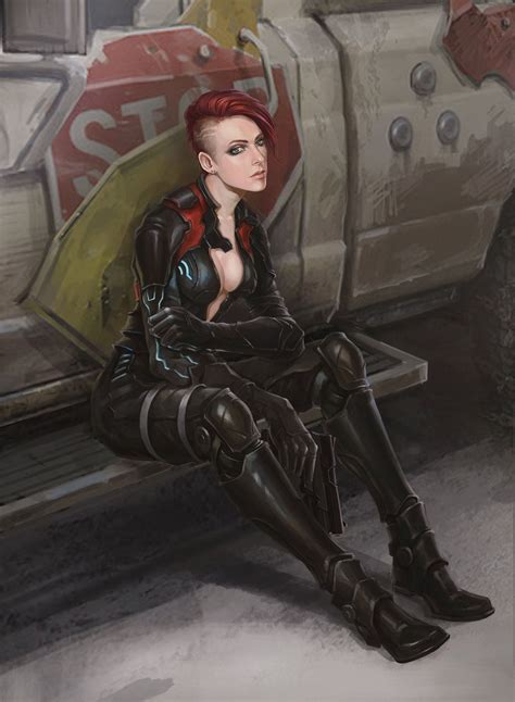 Female Driver Yuxiang Luo Cyberpunk Art Sci Fi Characters Sci Fi Concept Art