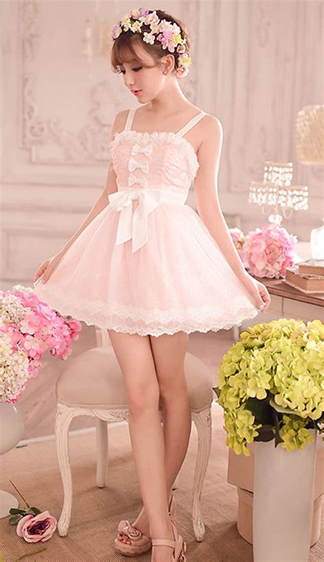 Sweet Peach Bow Princess Lace Dress Kawaii Dress Girly Dresses Pretty Dresses