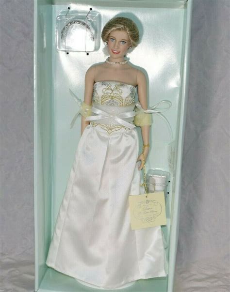Franklin Mint Vinyl Doll Princess Diana In White Gown New Nrfb In