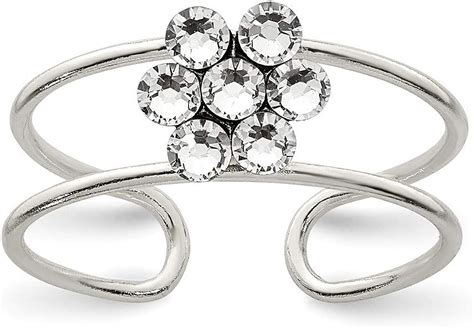 925 Sterling Silver Polished Cz Cubic Zirconia Simulated Diamond Flower Toe Ring Jewelry Ts