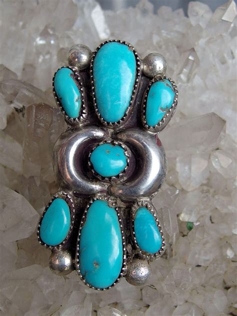 Native American Sky Blue Turquoise Silver Pendant Brooch Etsy
