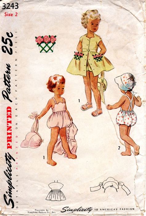 1950s Scalloped Sunsuit Playsuit Bonnet Pattern Vintage Etsy