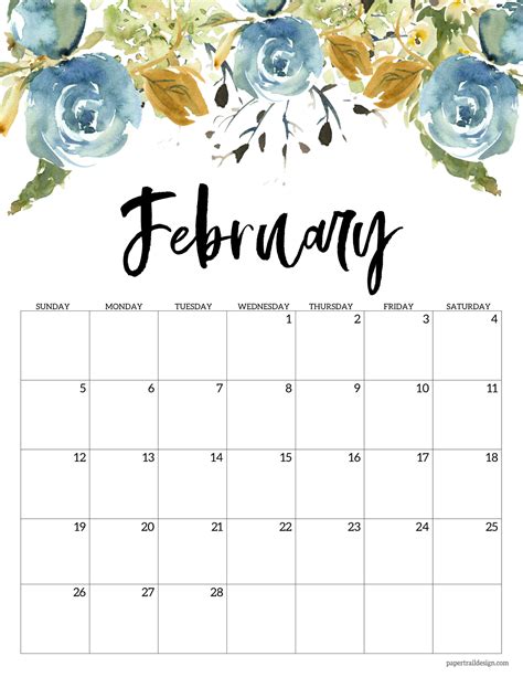 February 2023 Calendar Free Printable Floral Get Calender 2023 Update