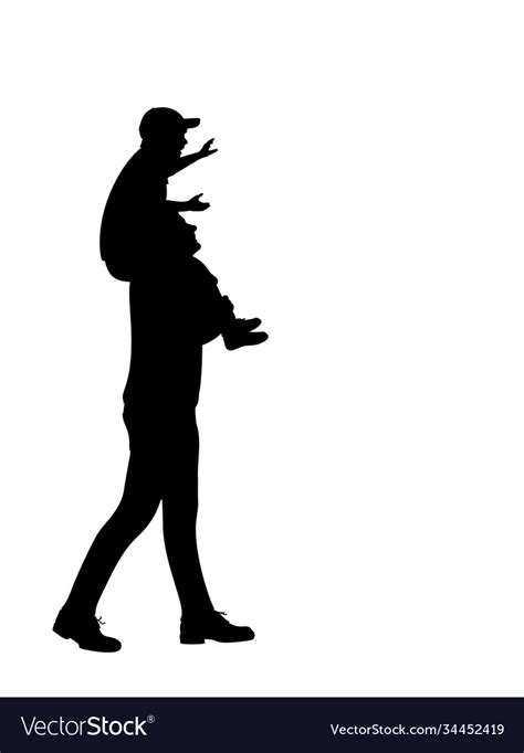 silhouette father carrying son on shoulders vector image