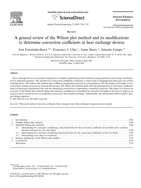 Wilson Plot Method Heat Transfer Heat Exchanger