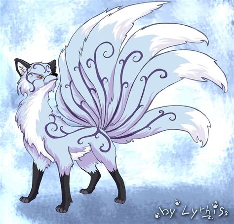 Blue Nine Tailed Fox Arte De Zorro Dibujos De Animales Arte De Mascotas