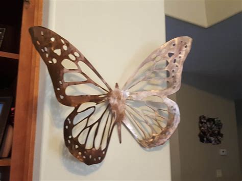 Butterfly Wall Or Yard Art Copper Patina Metal Steel Garden Art Large