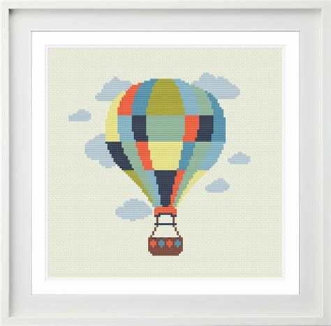 cross stitch pattern hot air balloon modern cross stitch etsy