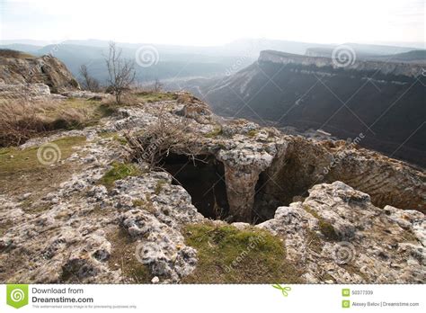 Ancient Cave City In The Rock In Crimea In Autumn Stock