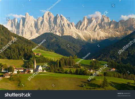 Village In The Dolomites Alps Italy Stock Photo 64095391