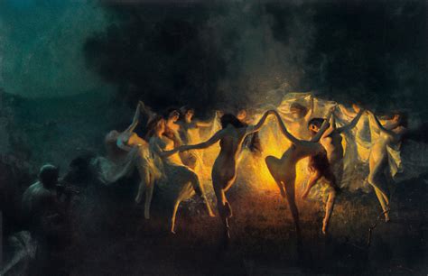 joseph tomanek nymphs dancing to pans flute fire dance erotic print on canvas canvas art famous