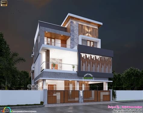 Three Storied Duplex House Kerala Home Design And Floor Plans 9k