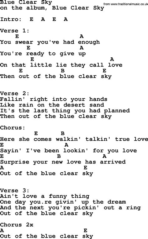 Blue Clear Sky By George Strait Lyrics And Chords