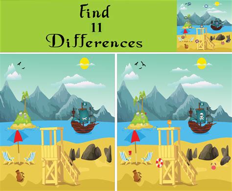 Children Games Find Differences Education Game With Beautiful Landscape