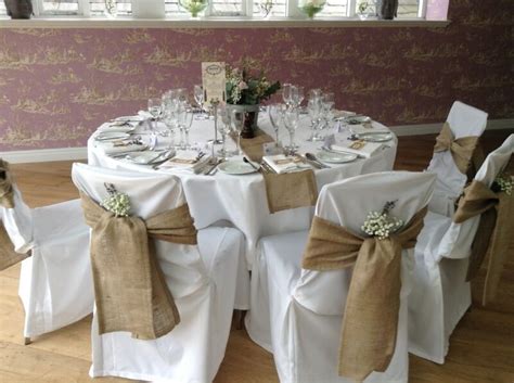 Wedding chair covers and wedding chair sashes are the loveliest additions that can be used to beautify a dining area. 1 piece 6"x108"Burlap Chair Cover Sash Bows NATURAL JUTE ...
