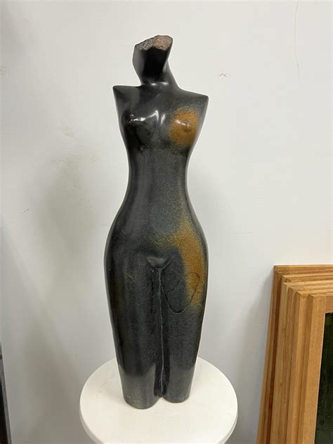 Original Cloppas Kamere Signed Nude Torso Modern Springstone Sculpture