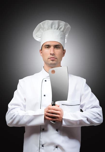 Premium Photo Humorous Portrait Of A Proud Chef Gray Background