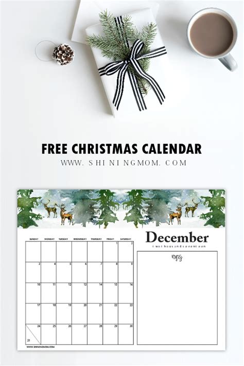 Free December 2017 Calendar Christmas Themed Designs