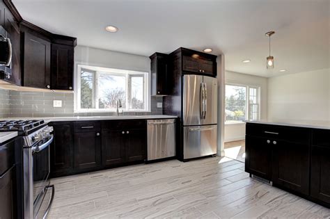 Grey Wood Floors With Cherry Cabinets CABINET OPW