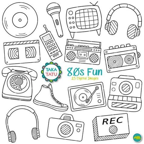 80s Fun Digital Stamp 80s Party Clipart Eighties Party Etsy
