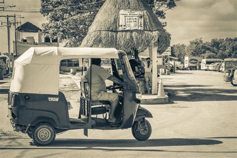 Chiquila Quintana Roo Mexico 2021 Blue Auto Rickshaw Tuk Tuk Puerto De