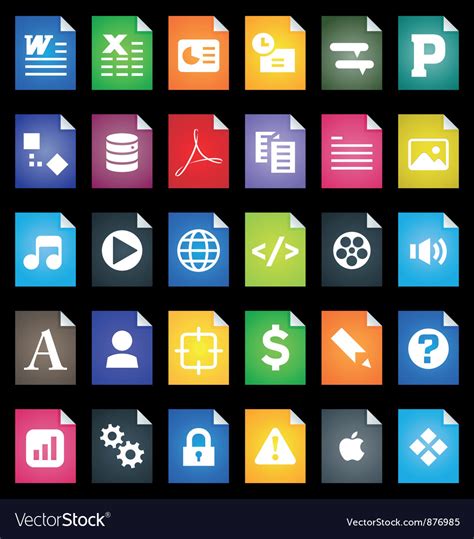 File Types Icons Royalty Free Vector Image Vectorstock