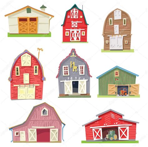 Set Of Vintage Barns — Stock Illustration Animation Background Stock