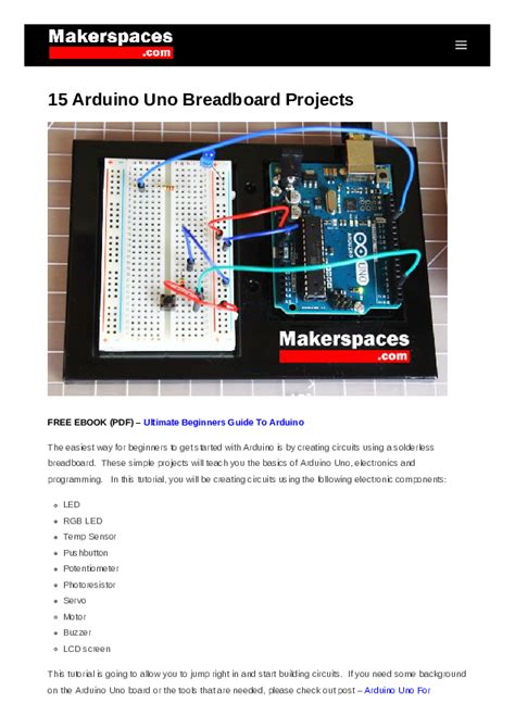 Pdf Arduino Uno Breadboard Projects واثق ابريهي