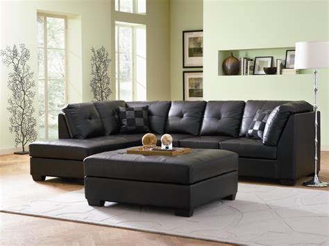 2024 Best Of Contemporary Black Leather Sectional Sofa Left Side Chaise