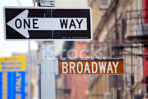 Broadway And One Way Street Signs Stock Photo Royalty Free Freeimages