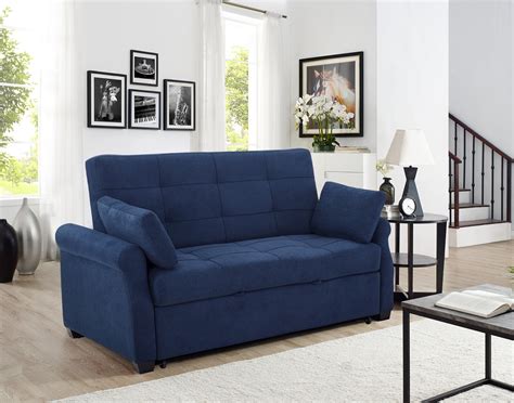 Its sleek profile is perfect for smaller spaces, yet it opens up to become a super comfortable queen bed, complete with a supreme comforttm quilted innerspring mat. Serta Haiden Queen Sofa Bed, Navy Blue - Walmart.com ...