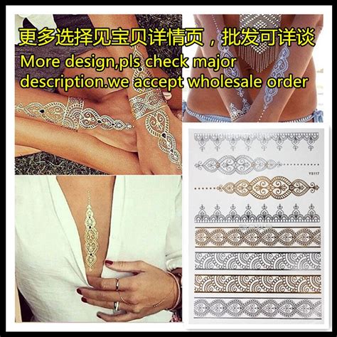 temporary tattoos gold necklace bracelet tattoo products metal temporary tattoo woman tattoo