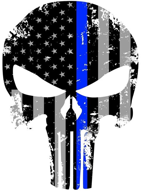 TATTERED punisher 5X4 INCH SUBDUED US FLAG Thin blue line SKULL
