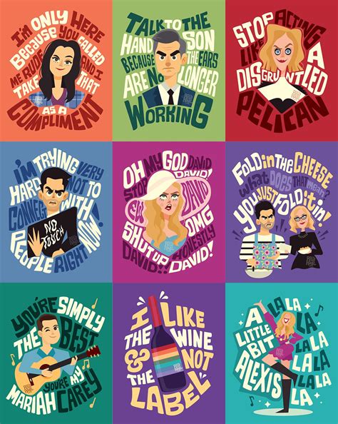 Illustrated Character Posters Featuring Iconic Lines From The Show R SchittsCreek