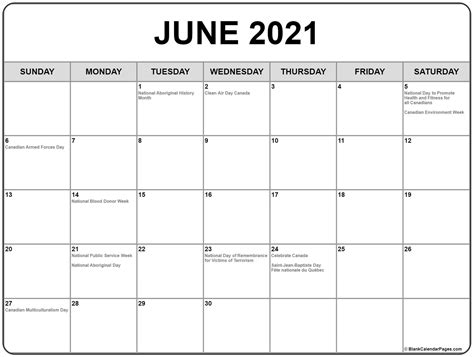 June 2021 Calendar With Holidays Free Printable Calendar Monthly
